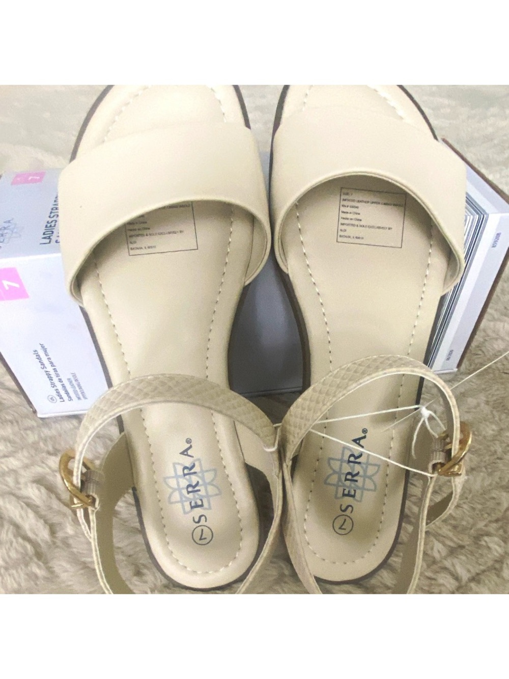 Serra Cream Ankle-Strap Open-Toe Sandals with Gold Buckle